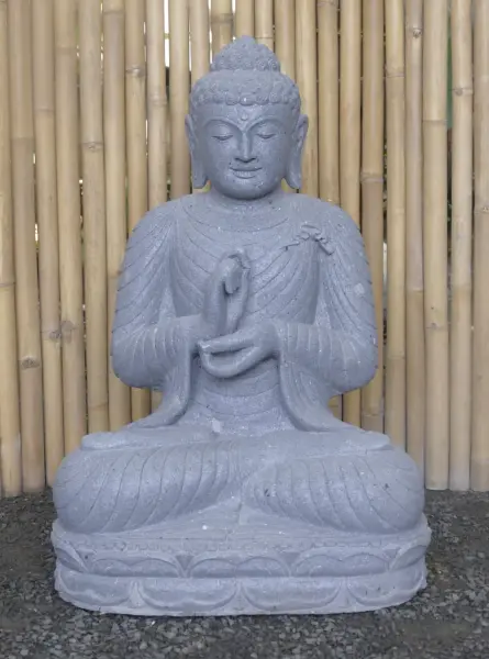 Product image of the product “Seated Buddha, position Dharmachakra, 67 x 47,5 x 98 cm, riverstone grey ”